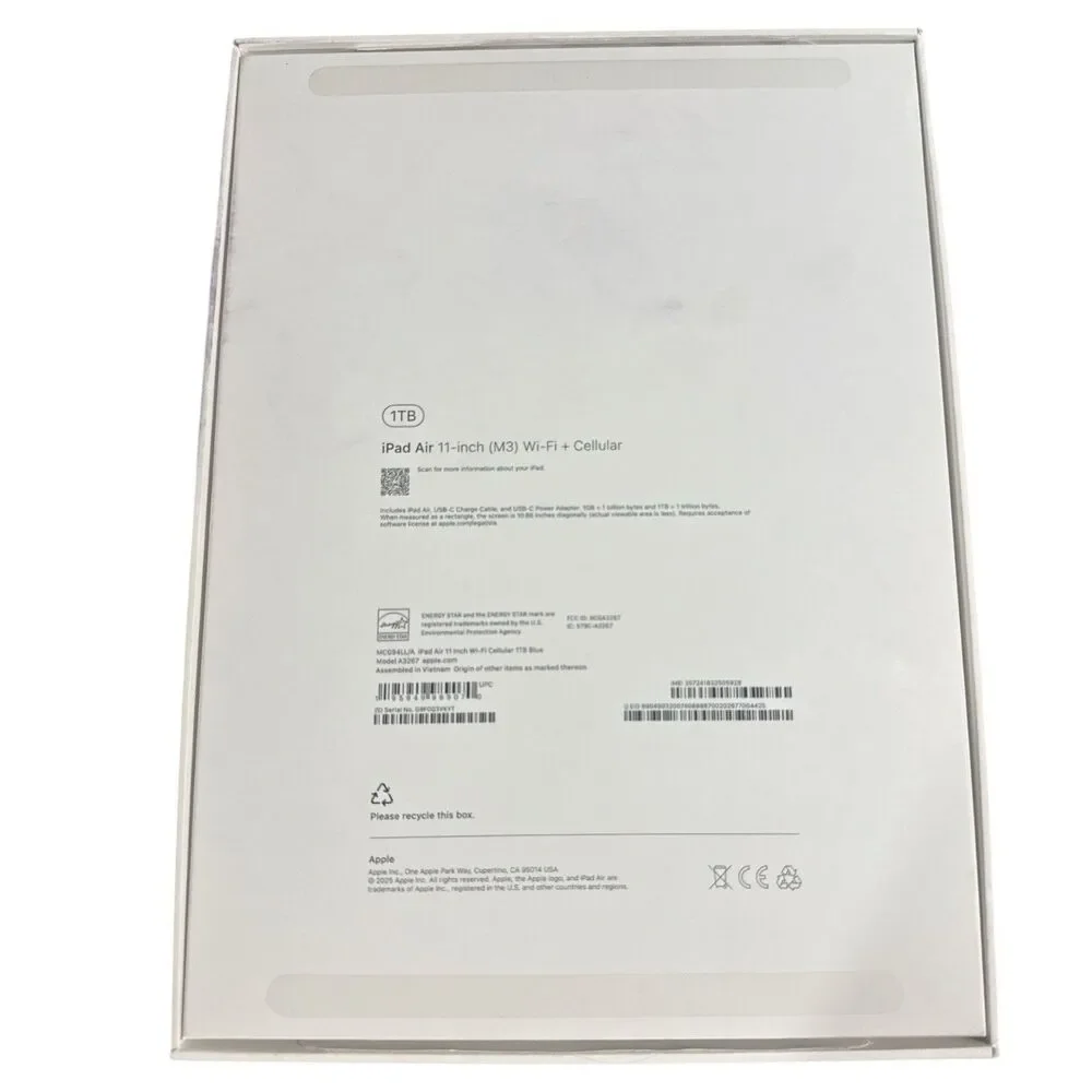 Apple iPad Air 11 M3 1TB WiFi Cellular Blue Empty Retail Box Only A3267